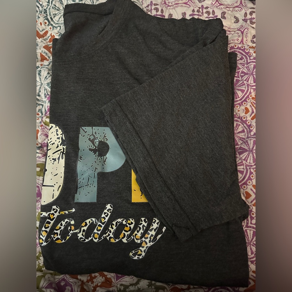 Dark Gray “Nope Not Today” Printed Tee Size Large - Picture 2 of 3